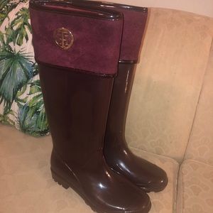 Tommy Hilfiger Maroon Rubber Boots